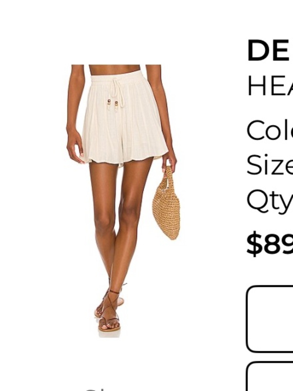 Heartloom Cream Elastic-Waist Drawstring Shorts
